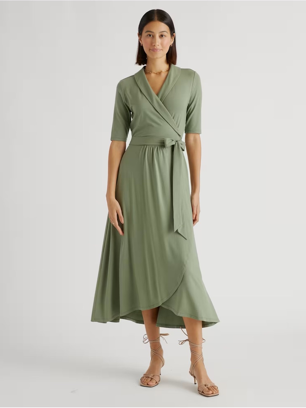 NWT Quince Tencel Midi Wrap Dress in Sage Size M